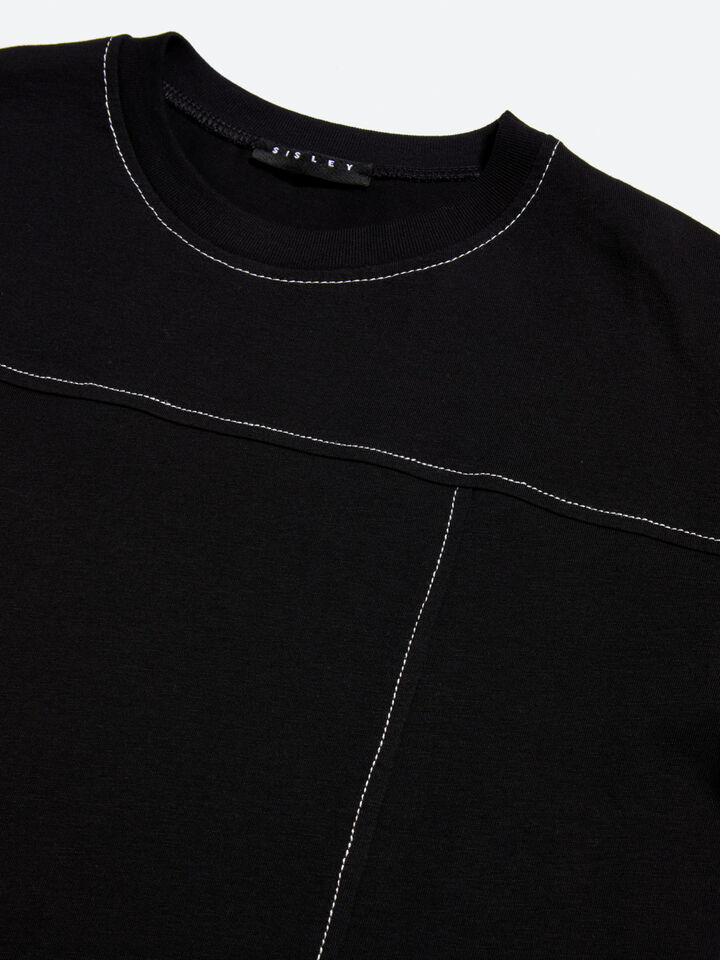 T-shirt with logo label - null - Black | Sisley Young image number 2